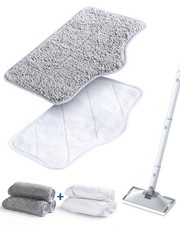 Steam Mop Replacement Pads - 6 Pack Machine Washable Microfiber Grey & White