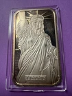 1oz Vintage Toned 1982 Statue of Liberty MTB JM .999 FINE Silver Art Bar #G0704