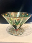 Vintage Mackenzie Childs Courtly Check Circus Tulip Glass Bowl Retired 5.5”