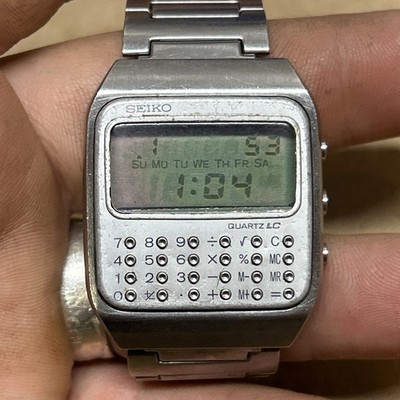 SEIKO C153-5007 STAINLESS STEEL LCD DIGITAL CALCULATOR WATCH For