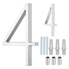 Floating House Numbers, 5 Inch Zinc Alloy Address Number with Nails Number 4