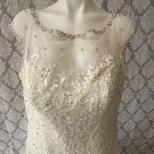 MoriLee Ivory Beaded Lace Neckline Ball Gown Wedding Dress Size 20W Lot#6