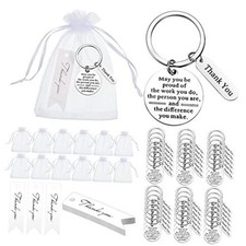 150 Pcs Employee Appreciation Gifts Bulk Thank You Keychains for Silver