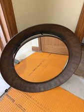 Large Round Wall Mirror with Mottled Effect Metal Frame Approx 88cm In Diameter