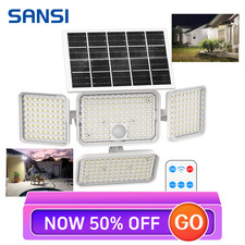 SANSI 10W LED Motion Sensor Solar Floodlight Outdoor Waterproof Wall Lamp IP65