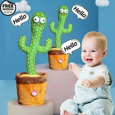 Dancing Cactus Repeat Talk Sing Glow Interactive Plush Toy for Kids