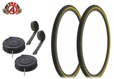 ALTA BICYCLE WIRE BEAD 700x 35c BLACK/GUM DURABLE TIRES CORDOBA 60mm TUBES 6pc