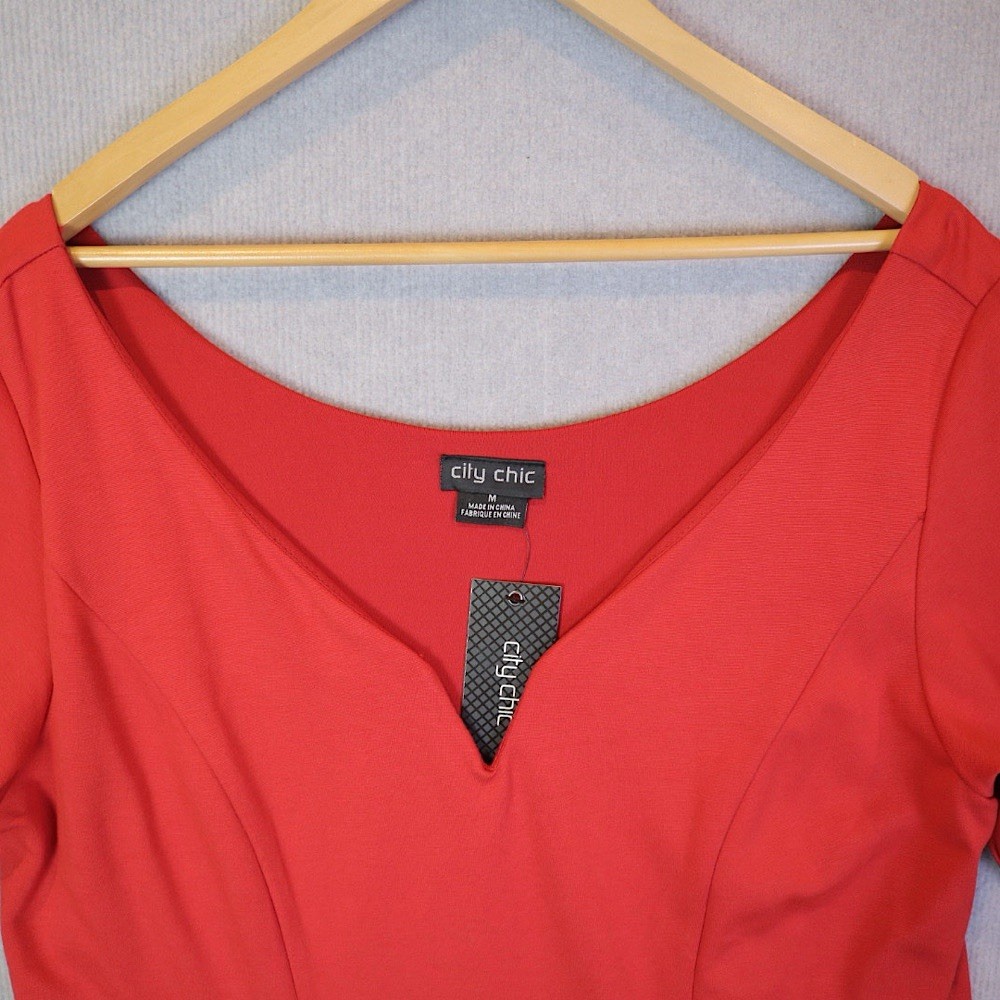 City Chic Vintage 3/4 Top Size M Plus Size Red Lined BNWT RRP $79.95 image 4