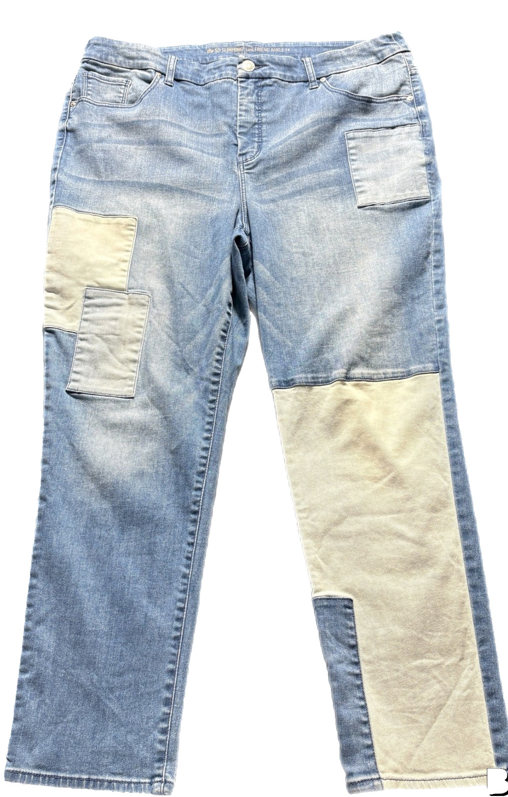 Plus Size Slimming Denim Patchwork Ankle Length J… - image 1