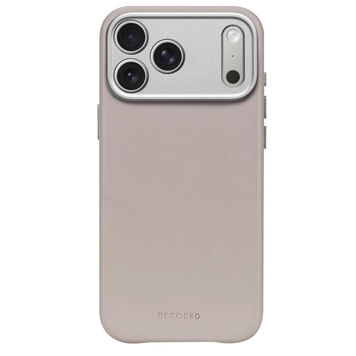 Coque antichoc iPhone 17 Pro Decoded cuir beige anti-rayures