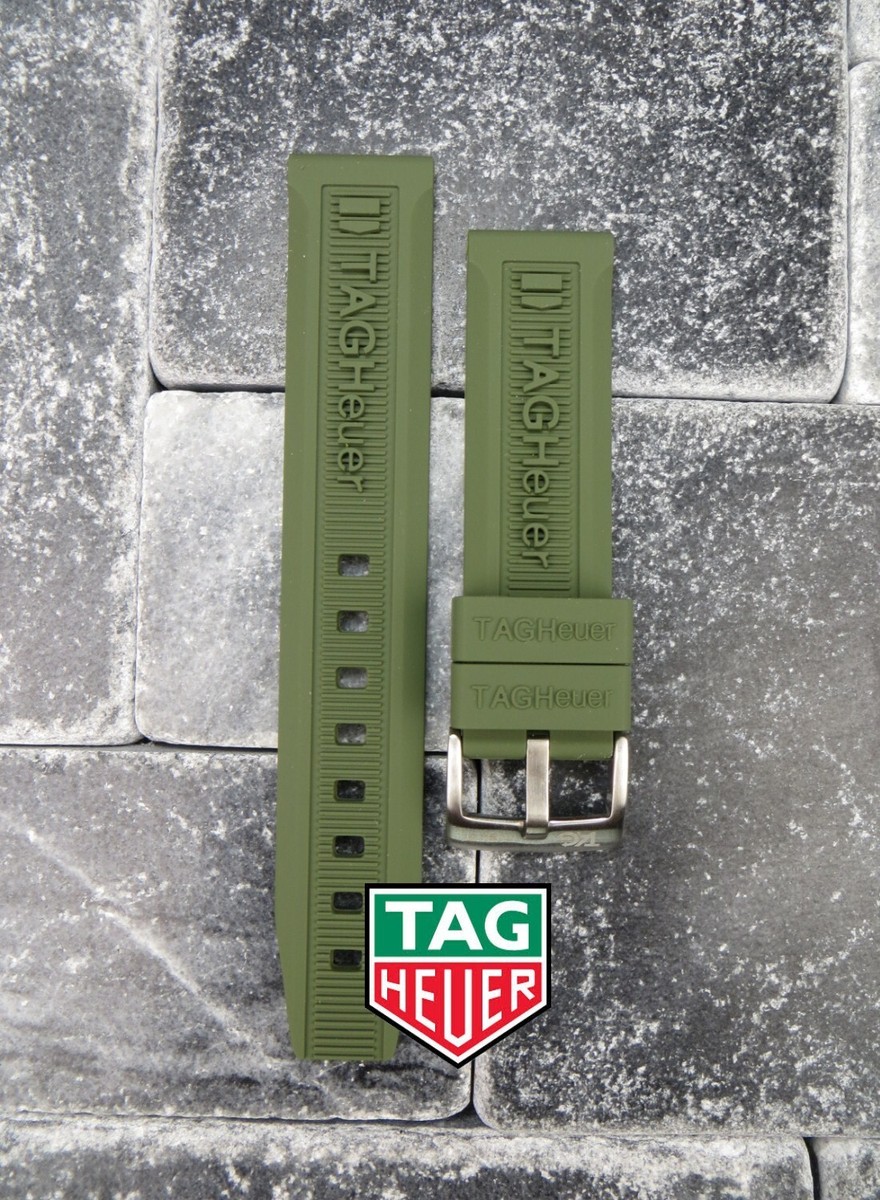 TAG HEUER アクセサリートレイ 非売品 New 22 mm Authentic TAG HEUER Soft Rubber Strap Green OEM Diver