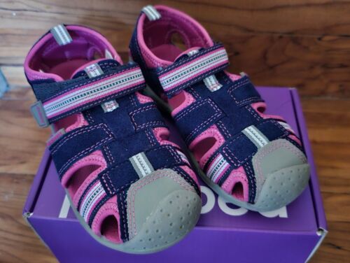 PEDIPED Flex Sahara Sandals Toddler Girls Size 8 US 24 EU Pink Navy Vegan NEW - Afbeelding 1 van 4