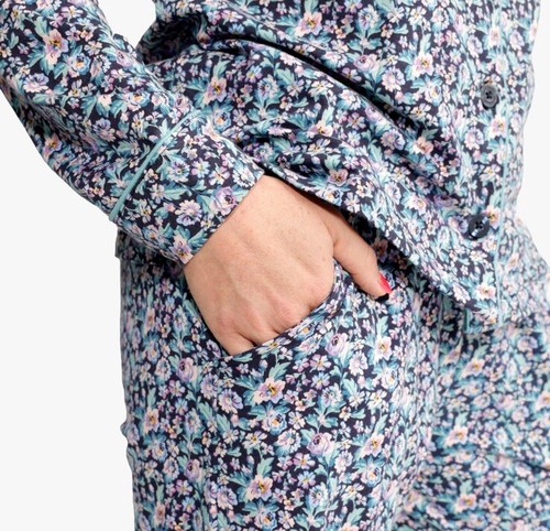 3X Vera Bradley Marineblau Garten Plus Baumwolle Langarm Knopf Pyjama Hose Set 22 24 - Bild 3 von 10