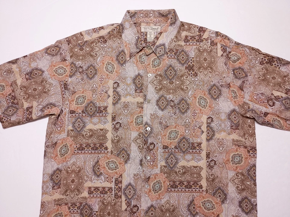 Camisa de campamento hawaiana para hombre TORI RICHARD hecha en EE. UU. marrón óxido cachemir XL Foto 4 de 4