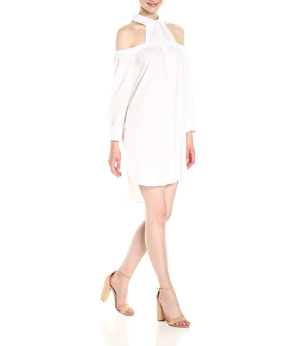 OFF WHITE NUOVO ABITO CAMICIA SPALLE FREDDE BCBGMAXAZRIA OFF WHITE RAWAN WWR65L28 M942A TAGLIA M