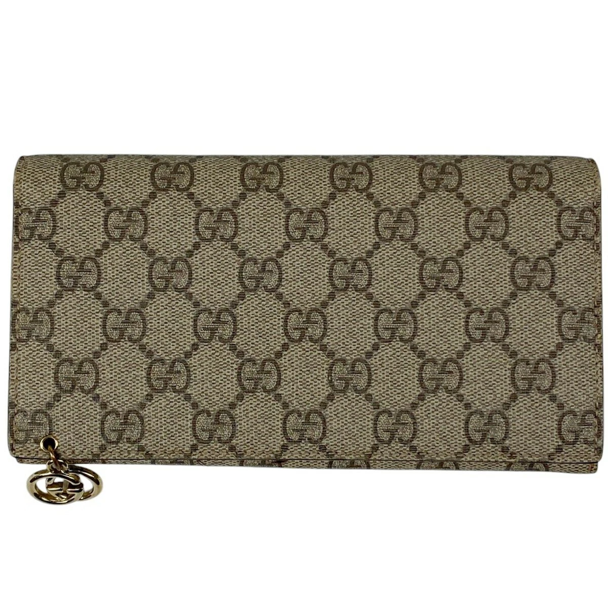 Portefeuille long motif GUCCI GG logo charme suprême toile enduite beige 212109 femmes