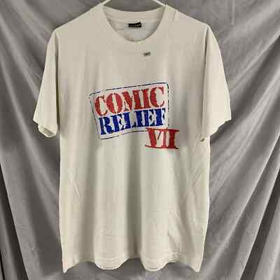 Comic Relief 7 Shirt Adult Extra Large White Short Sleeve Robin Williams Men s