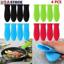 4PCS Pot Holder Cast Iron Hot Skillet Silicone Handle Cover Potholder Pan Sleeve