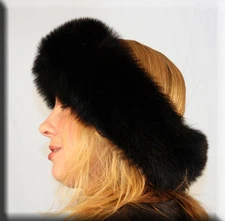 New Black Fox Fur Headband Efurs4less 5 Inches Wide and 26 Inches Long