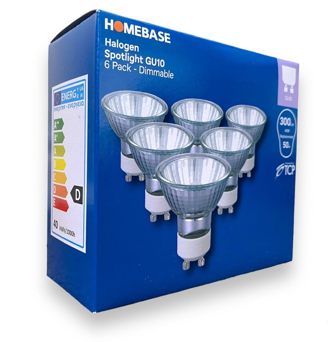 Pack of 2 Homebase Gu10 40W Warm White Spotlights Dimmable 12 Bulbs