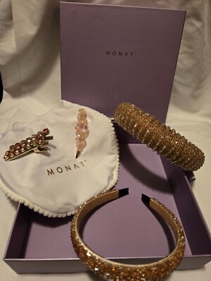 MONAT Crystal Hair Accessory Set Kit 6 Pieces Rose Gold Pink Crystals NEW
