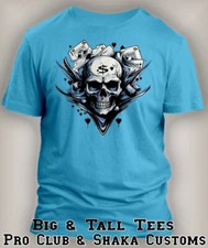 Skull Graphic Big & Tall Tee Shirt J7 Chambray Love of Money Streetwear