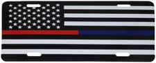 Usa 50 Star Thin Red Blue Line 6x12 Aluminum License Plate Usa Made
