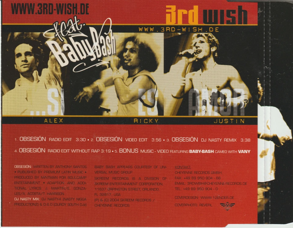 3rd Wish feat. Baby Bash - Obsesión (si es Amor) (4 Track Maxi-CD 2004) + Video - Bild 2 von 2