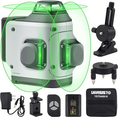 3D Cross Line Self-leveling Laser Level, 3 x 360 3x360° Green Line, Grey 
