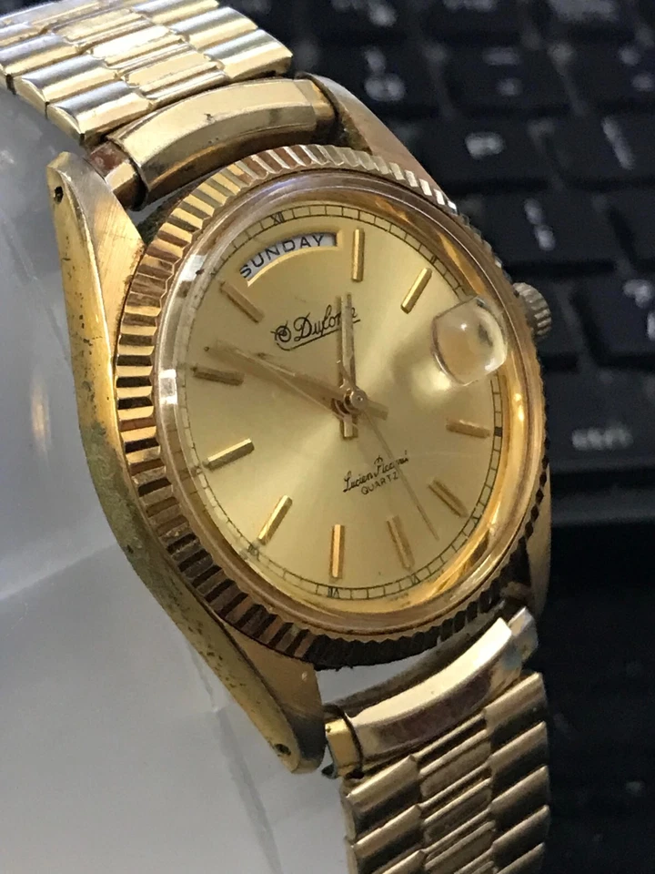 Reloj para hombre Dufonte Lucien Piccard 36 mm esfera dorada President cuarzo funcionando (lote 2492) Foto 3 de 4