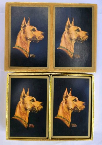 Carte da gioco VINTAGE CONGRESSO doppio mazzo grandi danesi finitura cel-u-tone - Foto 1 di 5