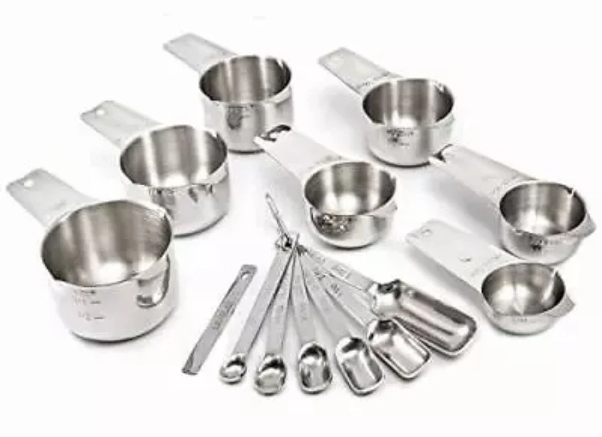 lbdepot Measuring Cups & Spoons Set Of 14 Premium Stainless Steel Metal (BG)
