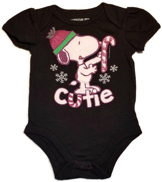 Peanuts SNOOPY Creeper Bodysuit Jumper One Piece Black CUTIE Christmas