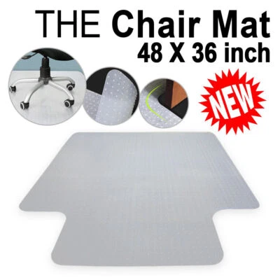 48" x 36" Home Office Chair Mat PVC Floor Studded Back with Lip For Pile Carpet