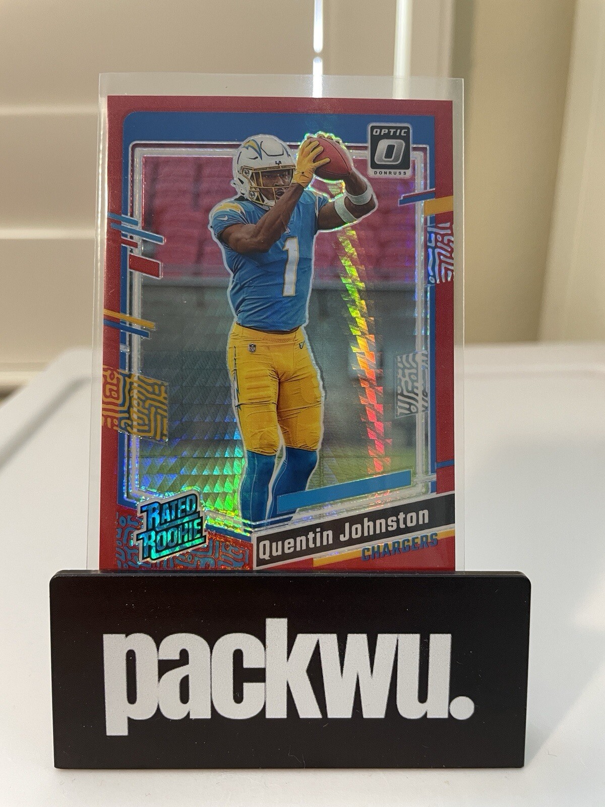 2023 Optic - Rated Rookie Red Hyper #265 Quentin Johnston (RC) SP HOBBY MEGA