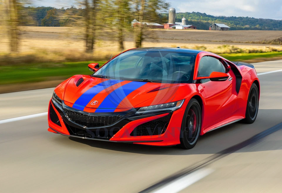 光泽彩色赛车条纹乙烯基包装适用于讴歌NSX条纹贴纸10英尺/20英尺 — 第 4/4 张图片