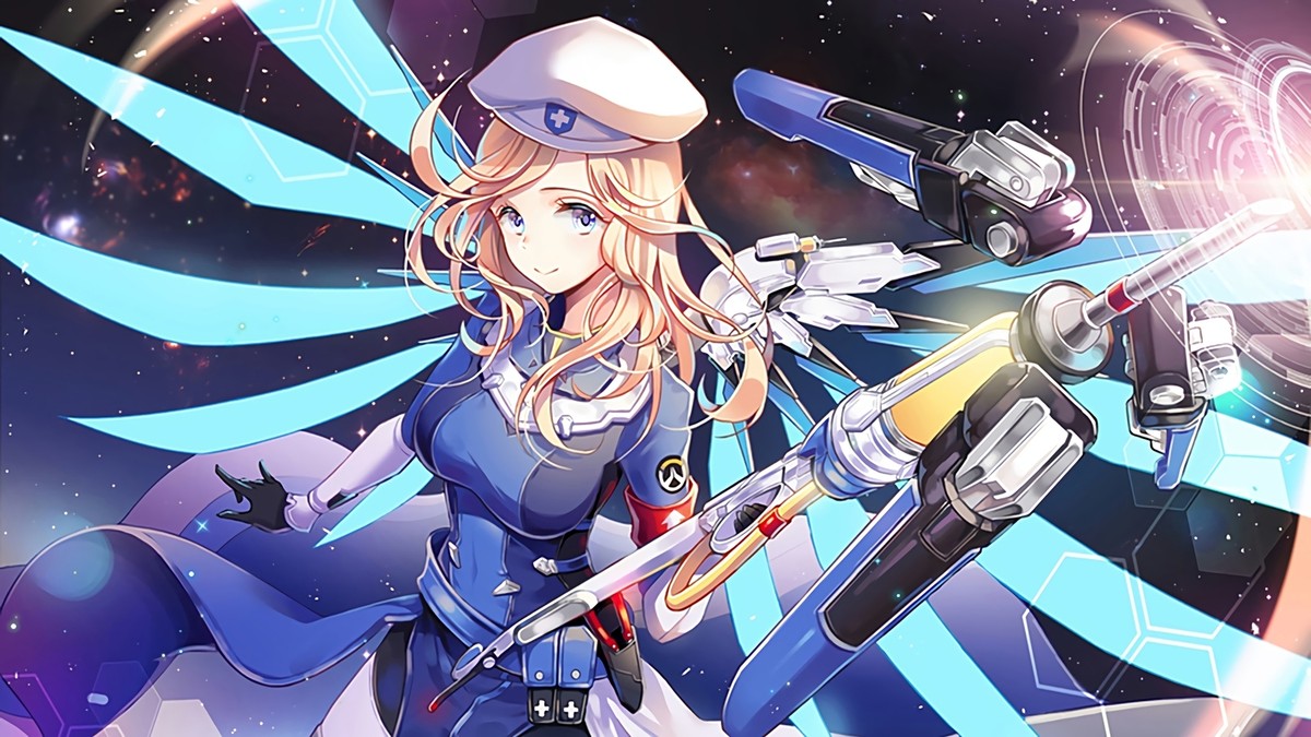 Anime overwatch GAME combat medic ziegler mercy Playmat