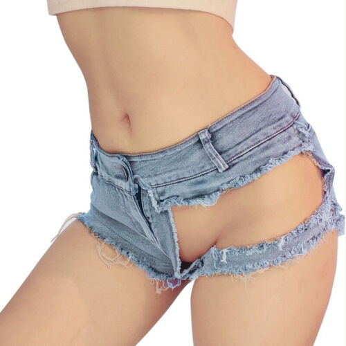 Damen Denim Shorts niedrig tailliert sexy heiße Hose Stretch Mini Jeans Nachtbar Clubwear - Bild 1 von 12