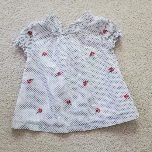 Janie and Jack Baby Girls' Polka Dot Blouse with Embroidered Flowers sz6-12m - Picture 2 of 10