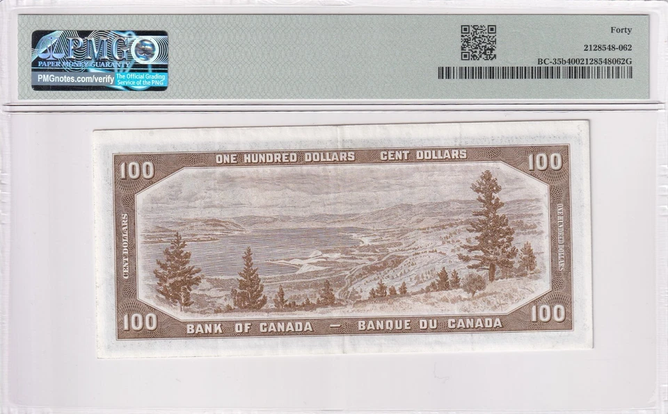 Canada, 100 Dollar, 1954, XF, p72b, DEVIL'S FACE - Image 2 of 2