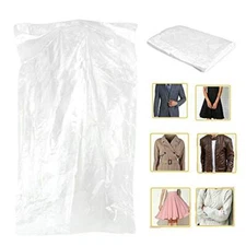 50 Pcs Transparent Plastic Garment Covers Dustproof Bags for Suits Coat Dress