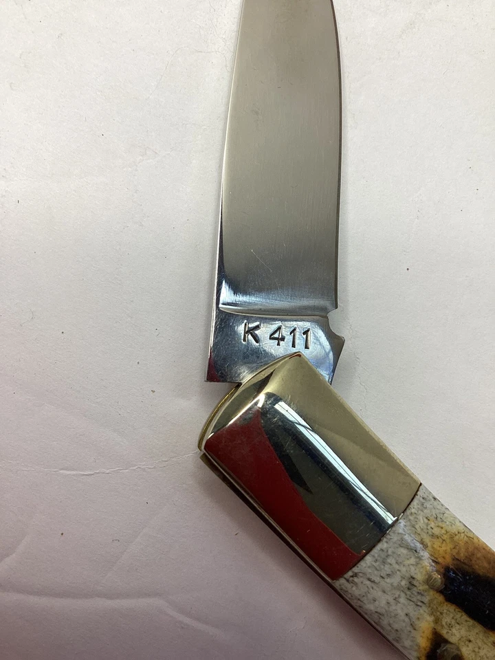 Parker Brothers Stag Horn Handle Lock Back Knife USA  1 Blade Knife  Box K 411 - Image 4 of 4