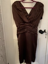 Charas Brown Satin Dress Size 14