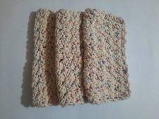 HANDMADE SET OF 3 CROCHET COTTON DISH CLOTHS OR WASH CLOTHS NEW 
