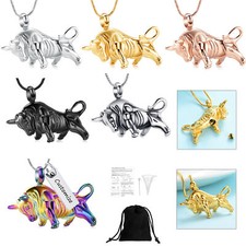 Stainless Steel Bull Urn Pendant Necklace Urns Cremation Ashes Memorial Jewelry