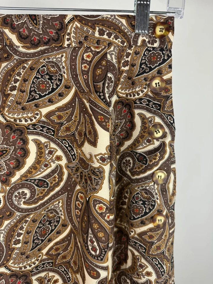 Falda midi vintage años 90 cachemira 26" cintura alta botones tono tierra preppy bohemia Foto 3 de 4