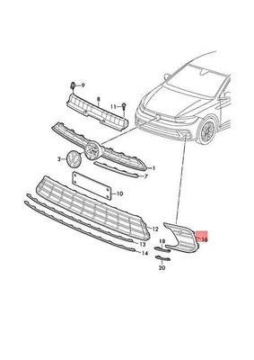 Genuine VW Polo Derby Vento-IND Cover part for bumper Left 