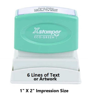 XSTAMPER N12 - PRE-INKED RUBBER STAMP - 6 LINES - Size 1'' x 2'' Impression Size