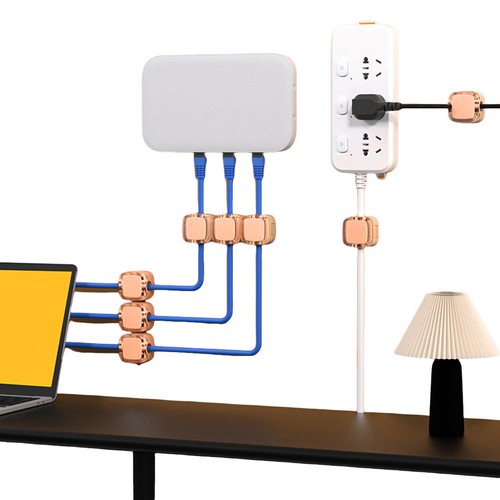 6 Pcs Magnetic Cable Management Clips Desk Wall Adhesive Cord Organizer(Orange) - Photo 9/10