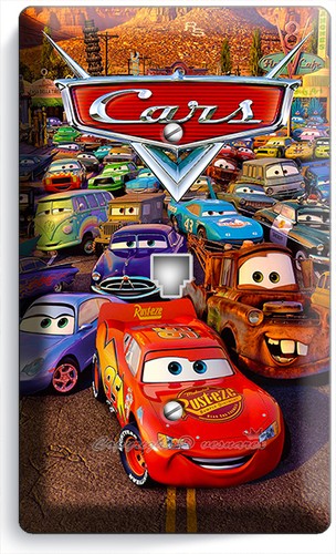 AUTOS 3 LIGHTNING MCQUEEN MATER INTERRUTTORE LUCE USCITA PIASTRA PARETE BAMBINI ARREDAMENTO CAMERA DA LETTO - Foto 8 di 30